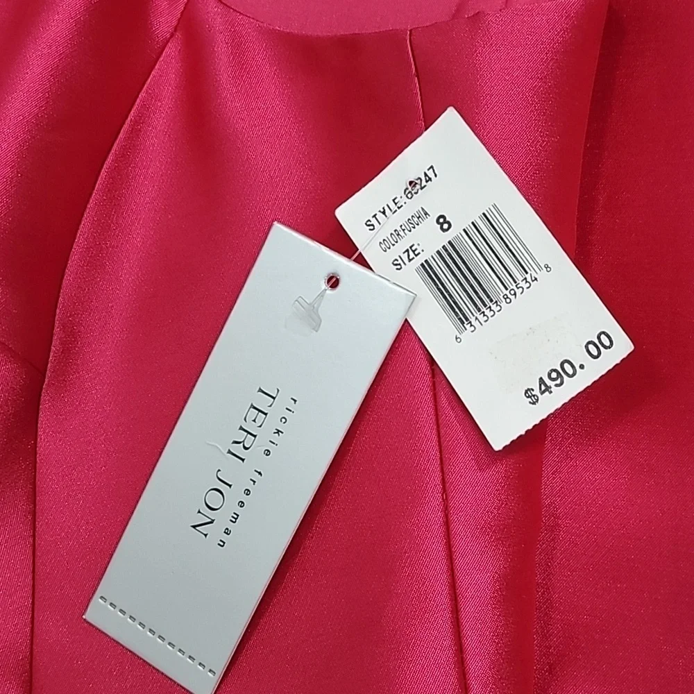 Teri Jon Fuschia Sleeveless V Neck Dress